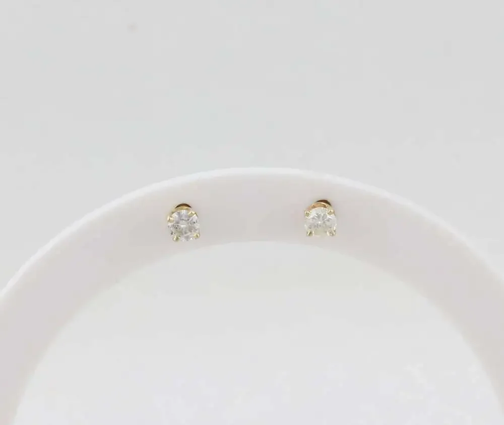 14k Yellow Gold Natural .40 Total Carat Diamond Earrings Studs 3/16